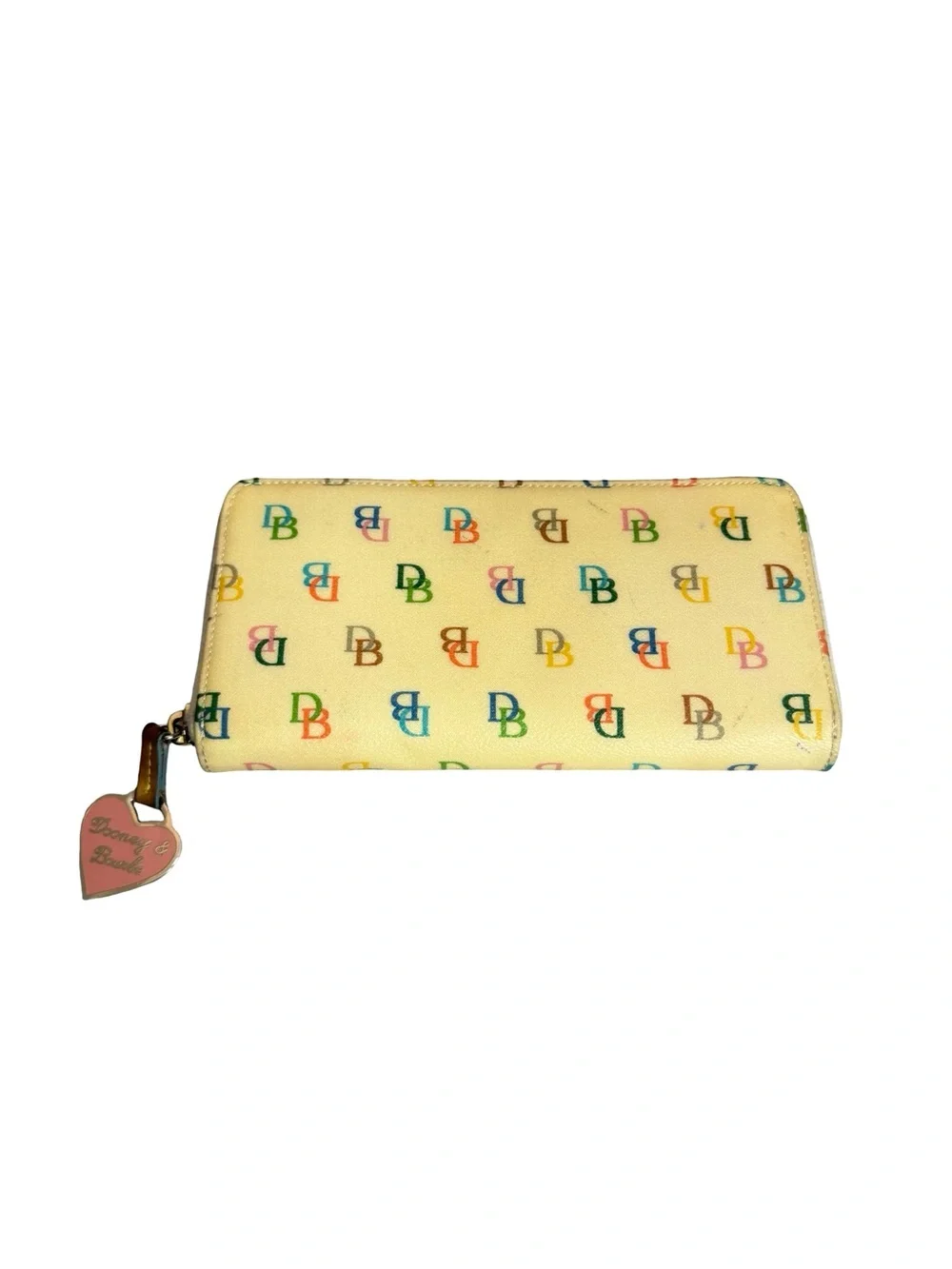 Dooney & Bourke Cream Multicolor Signature Print Zip Around Wallet Women's